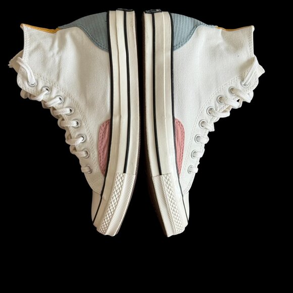 Converse Chuck 70 Color Block in Nice Looking Egret/Tidepool Grey/Yellow M8/W10 - Picture 7 of 11